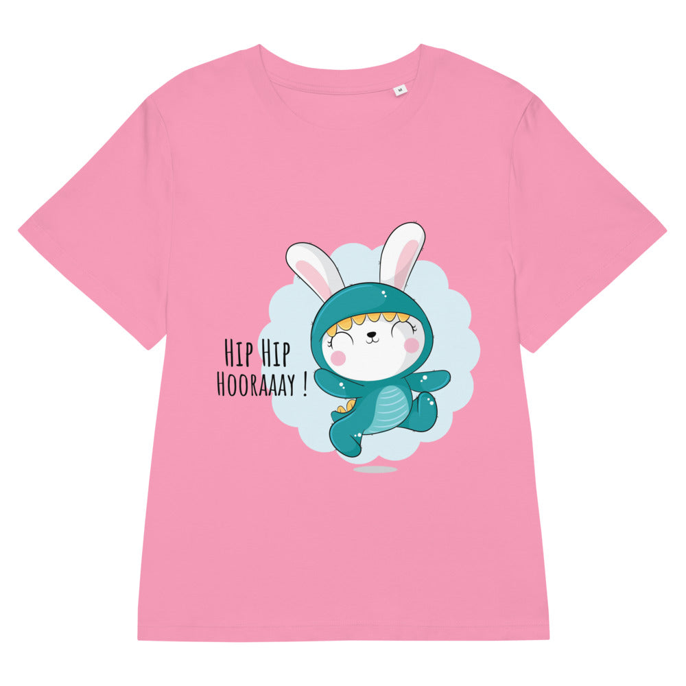 Green rabbit - HIP HIP HOORAAAY | Women's Organic Ribbed Neck Stella Muser T-Shirt | Stanley/Stella SATW002