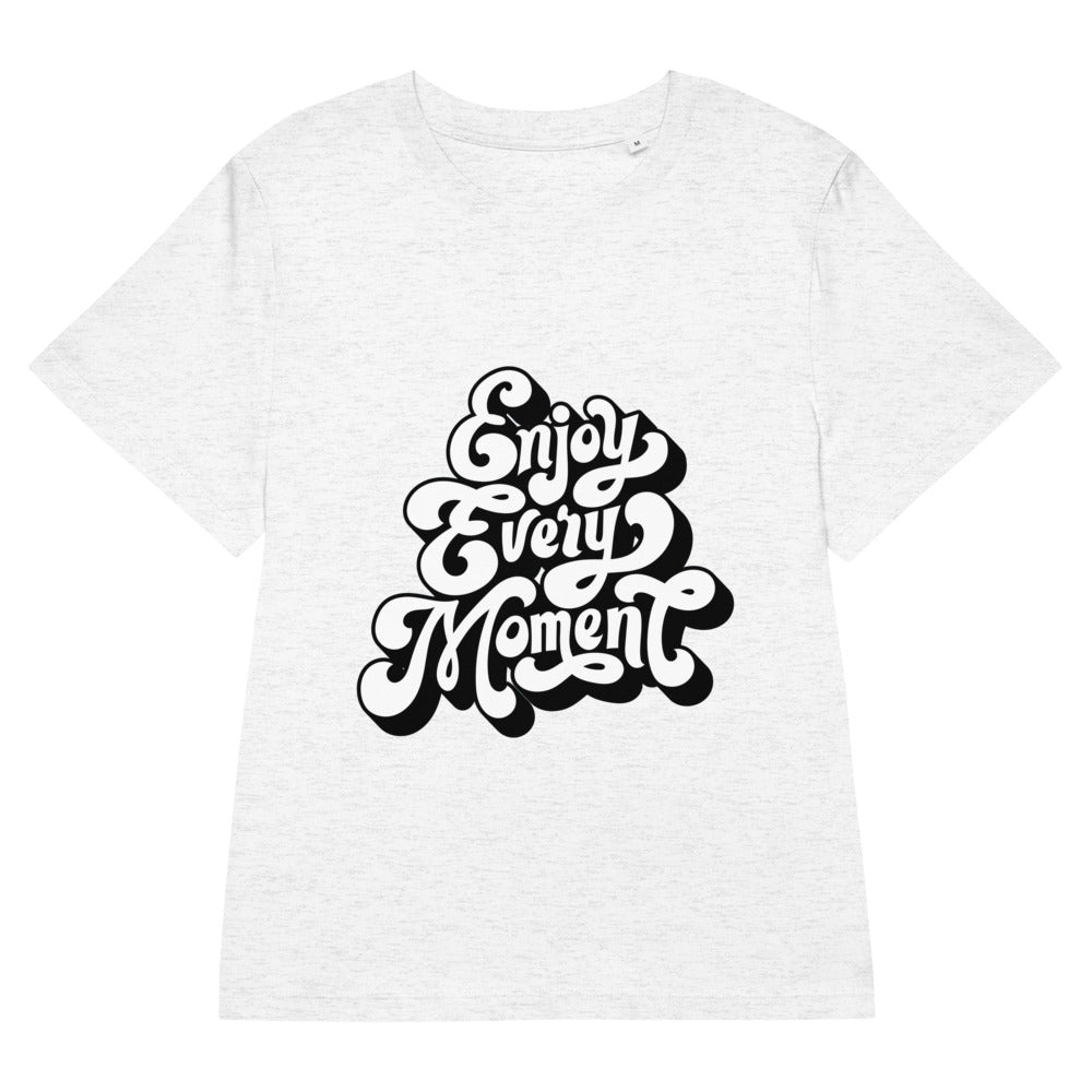 Enjoy every moments white | Women's Organic Ribbed Neck Stella Muser T-Shirt | Stanley/Stella SATW002