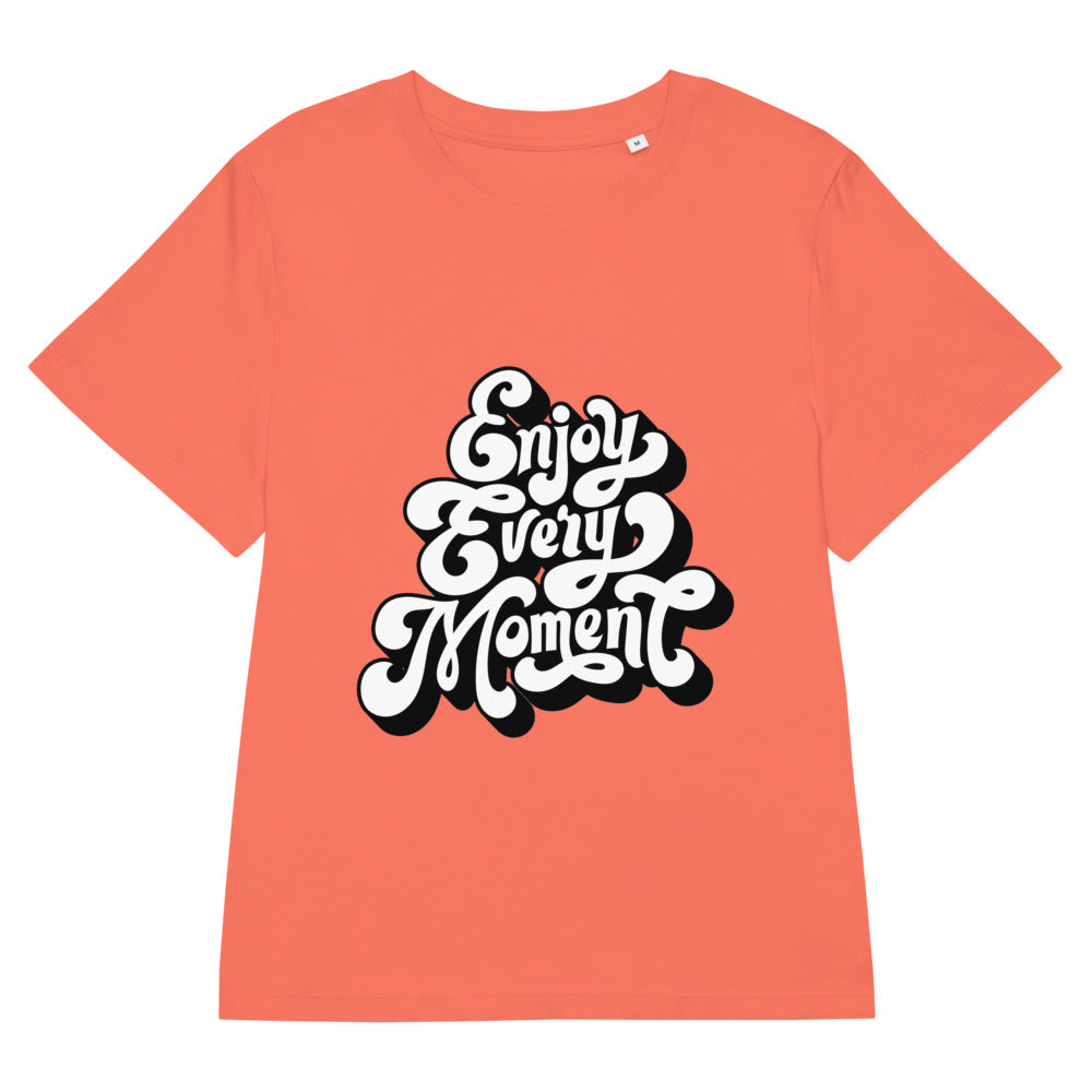 Enjoy every moments white | Women's Organic Ribbed Neck Stella Muser T-Shirt | Stanley/Stella SATW002