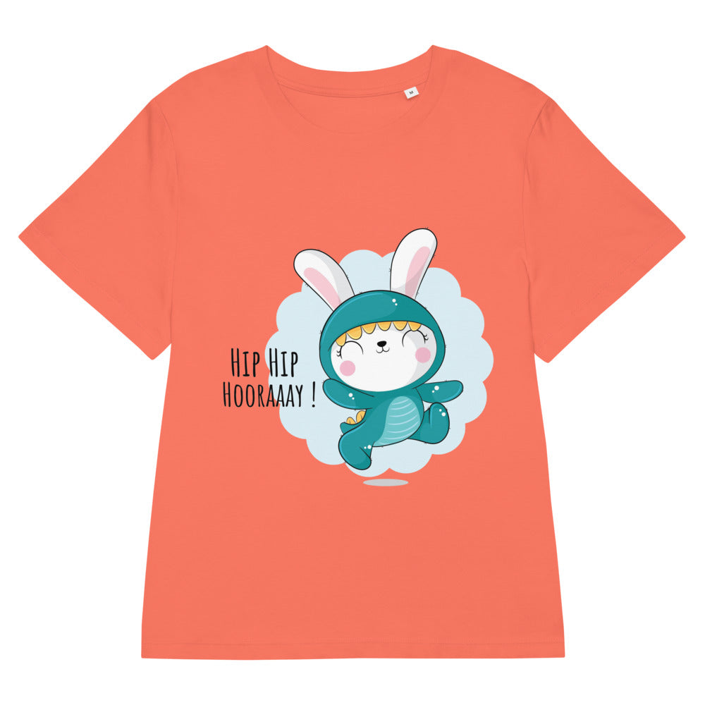 Green rabbit - HIP HIP HOORAAAY | Women's Organic Ribbed Neck Stella Muser T-Shirt | Stanley/Stella SATW002