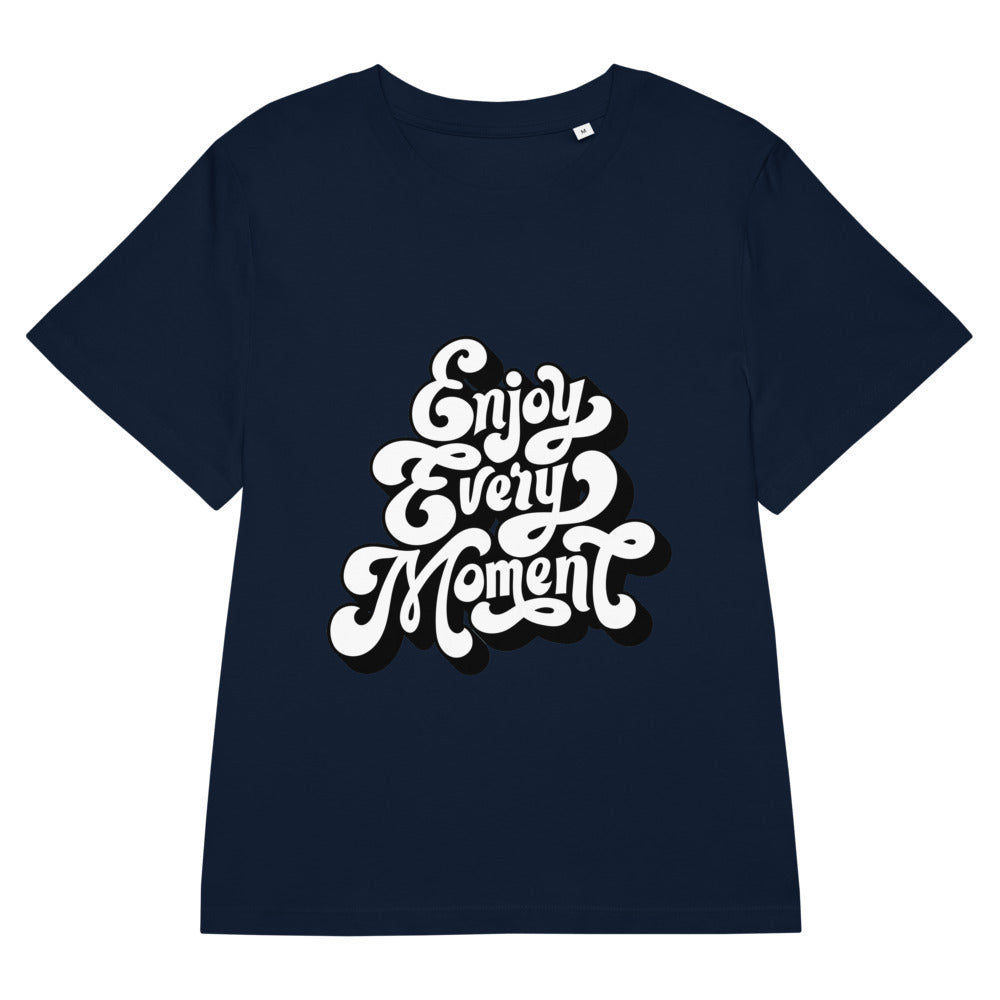 Enjoy every moments white | Women's Organic Ribbed Neck Stella Muser T-Shirt | Stanley/Stella SATW002