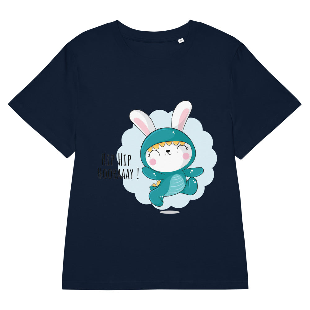 Green rabbit - HIP HIP HOORAAAY | Women's Organic Ribbed Neck Stella Muser T-Shirt | Stanley/Stella SATW002