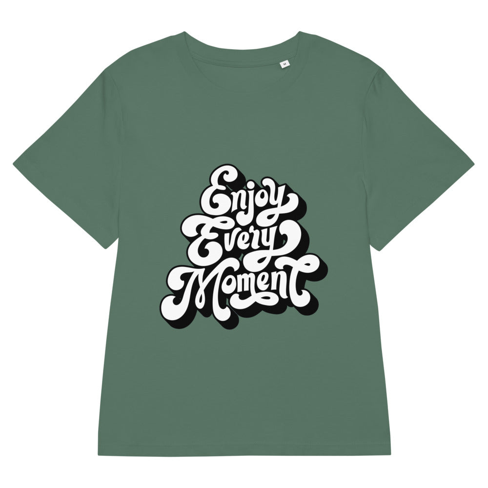 Enjoy every moments white | Women's Organic Ribbed Neck Stella Muser T-Shirt | Stanley/Stella SATW002