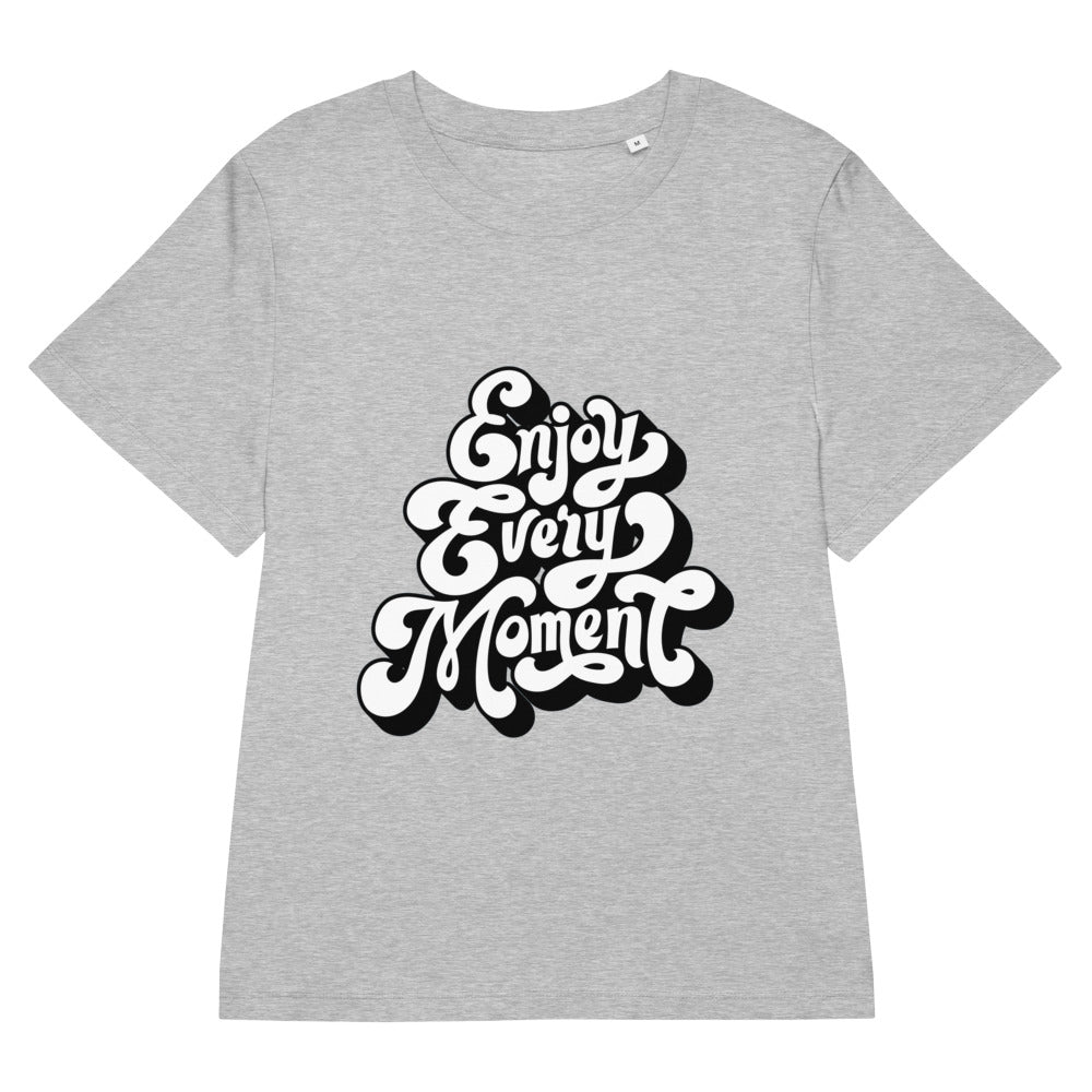 Enjoy every moments white | Women's Organic Ribbed Neck Stella Muser T-Shirt | Stanley/Stella SATW002