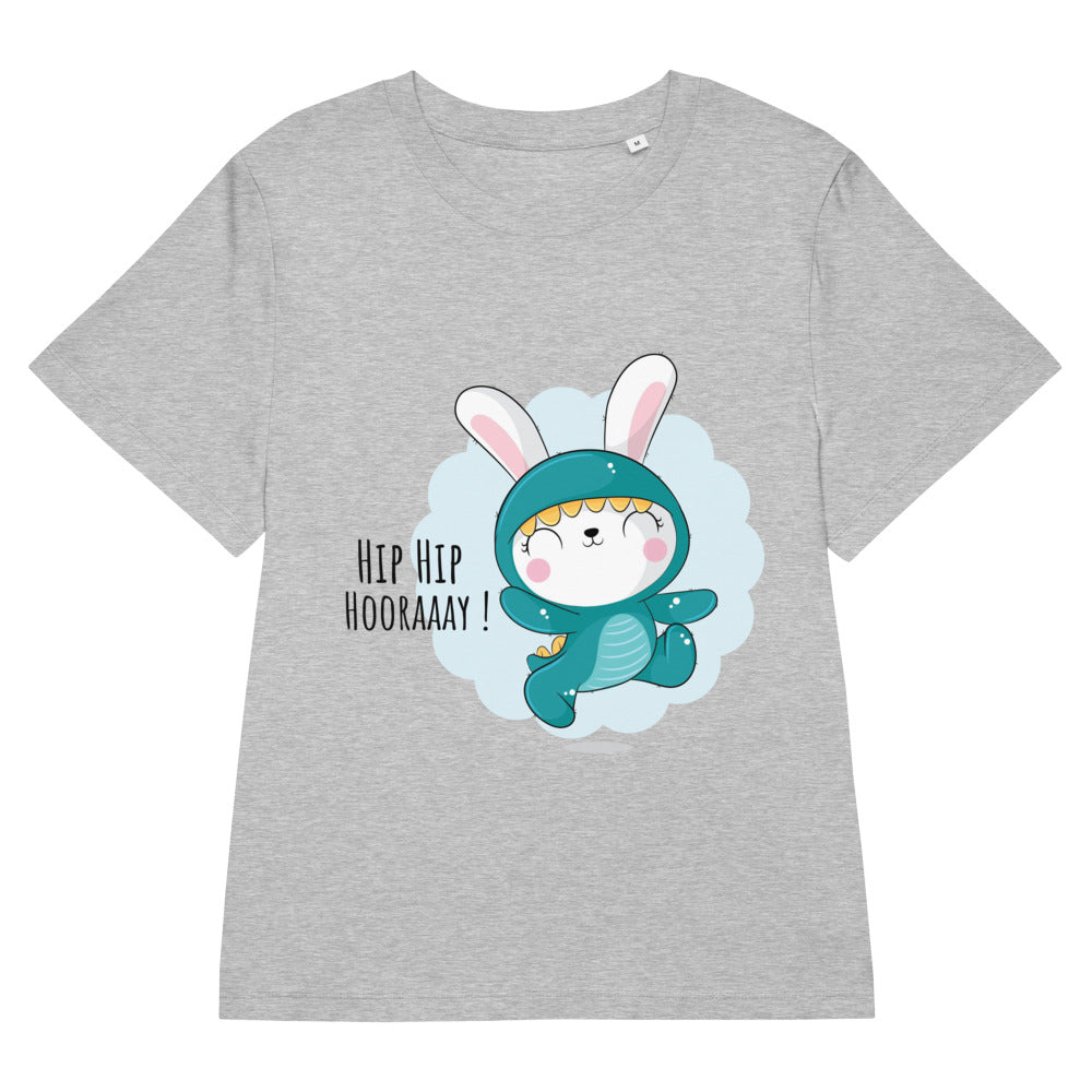 Green rabbit - HIP HIP HOORAAAY | Women's Organic Ribbed Neck Stella Muser T-Shirt | Stanley/Stella SATW002