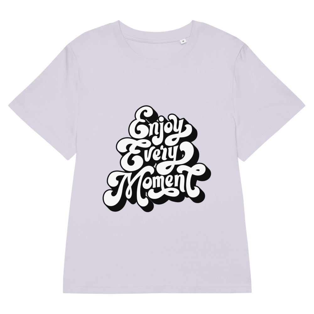 Enjoy every moments white | Women's Organic Ribbed Neck Stella Muser T-Shirt | Stanley/Stella SATW002