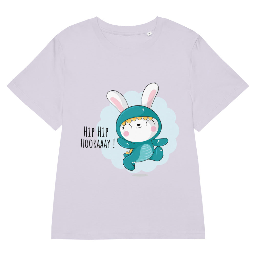 Green rabbit - HIP HIP HOORAAAY | Women's Organic Ribbed Neck Stella Muser T-Shirt | Stanley/Stella SATW002
