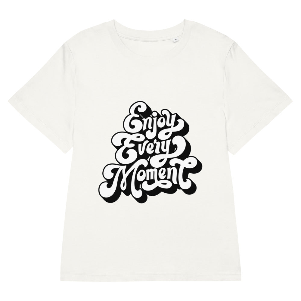 Enjoy every moments white | Women's Organic Ribbed Neck Stella Muser T-Shirt | Stanley/Stella SATW002