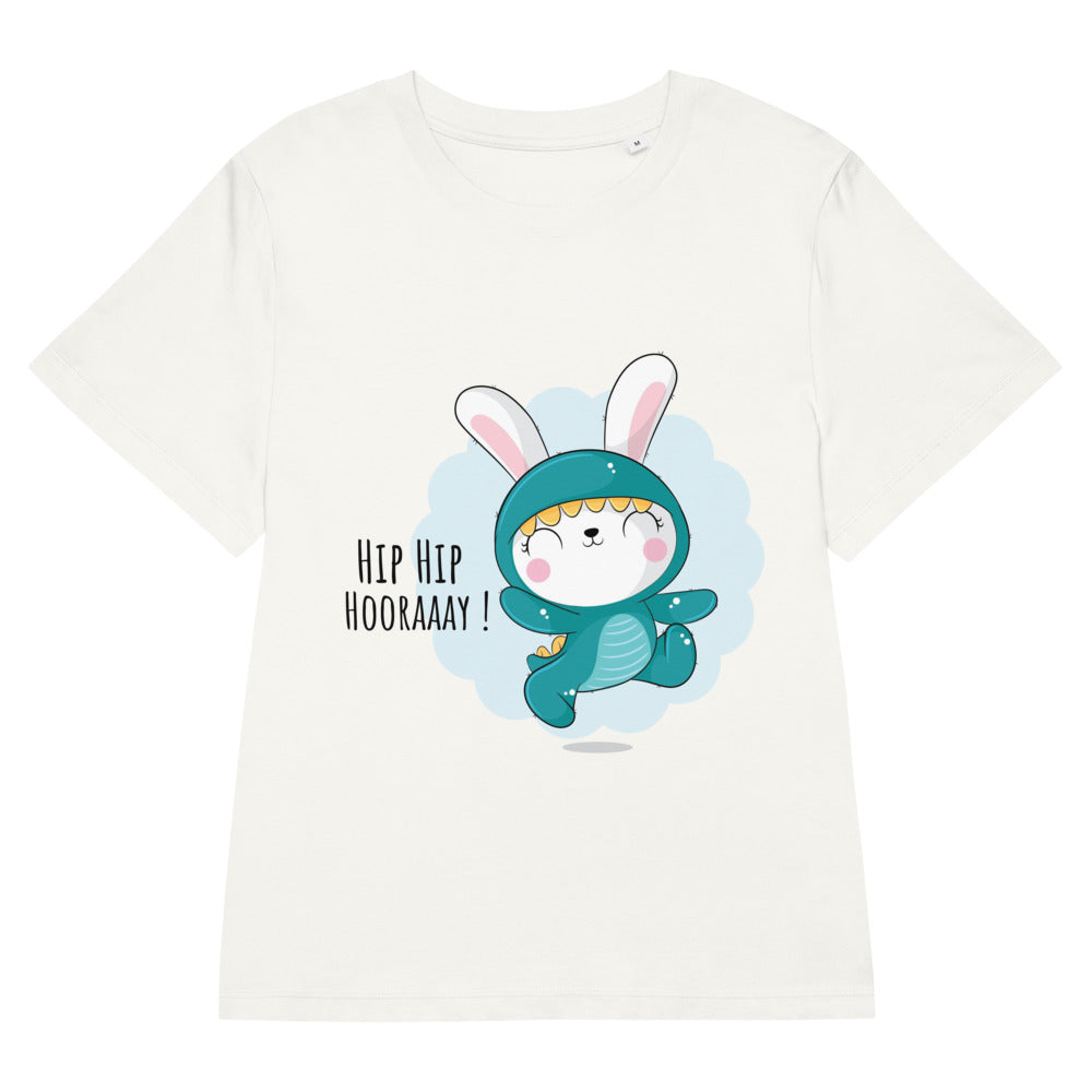 Green rabbit - HIP HIP HOORAAAY | Women's Organic Ribbed Neck Stella Muser T-Shirt | Stanley/Stella SATW002
