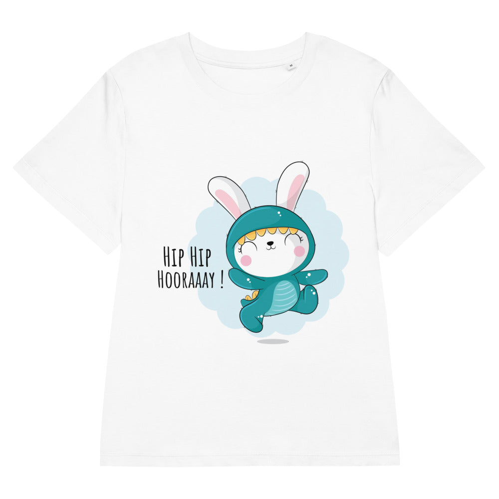 Green rabbit - HIP HIP HOORAAAY | Women's Organic Ribbed Neck Stella Muser T-Shirt | Stanley/Stella SATW002