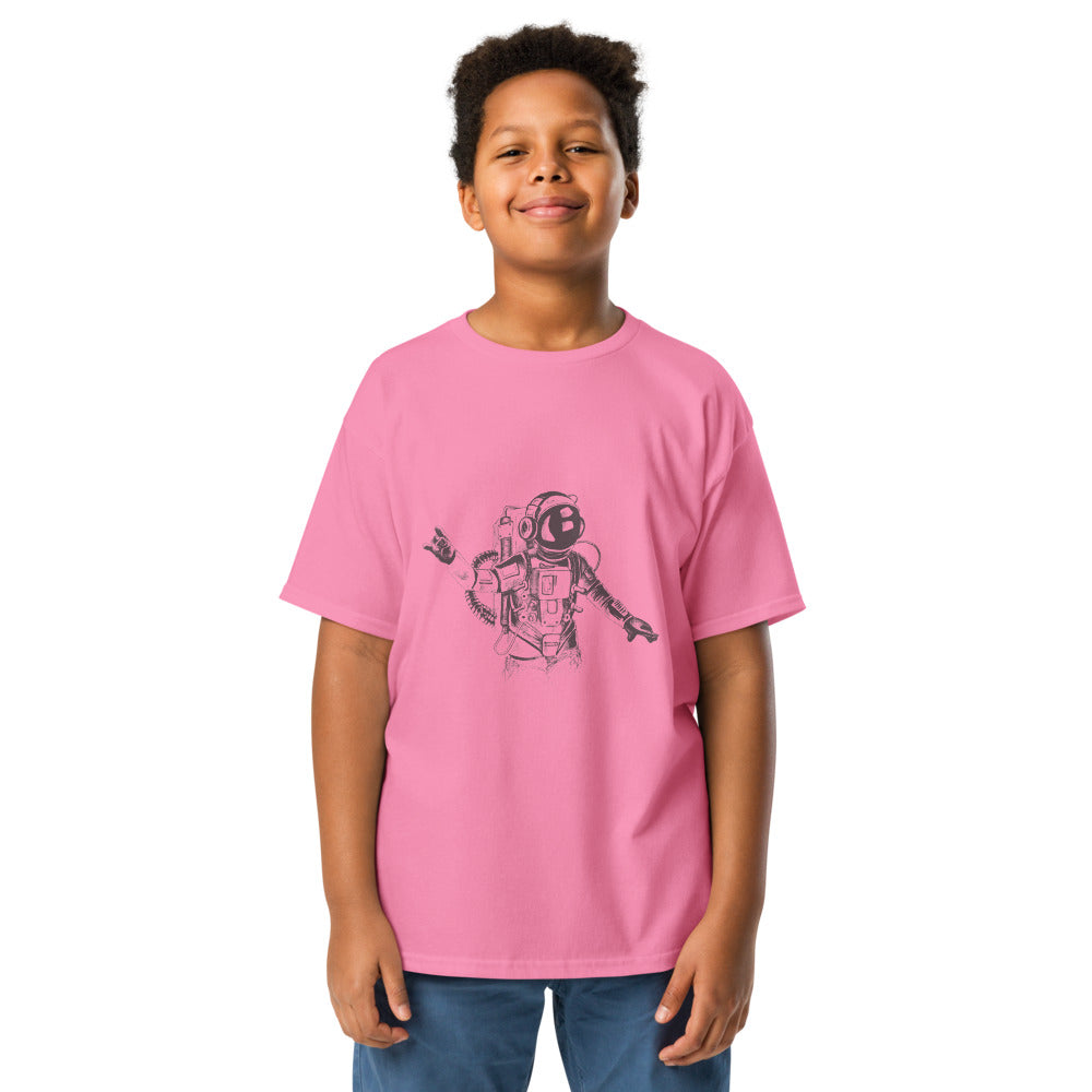 Black & white space travel man | Youth Classic Tee | Gildan 5000B