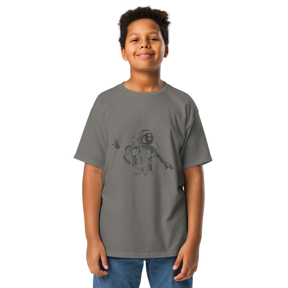 Black & white space travel man | Youth Classic Tee | Gildan 5000B