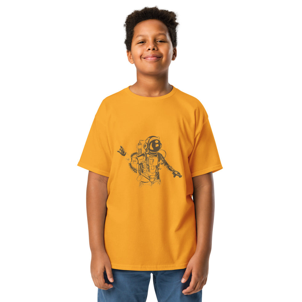 Black & white space travel man | Youth Classic Tee | Gildan 5000B