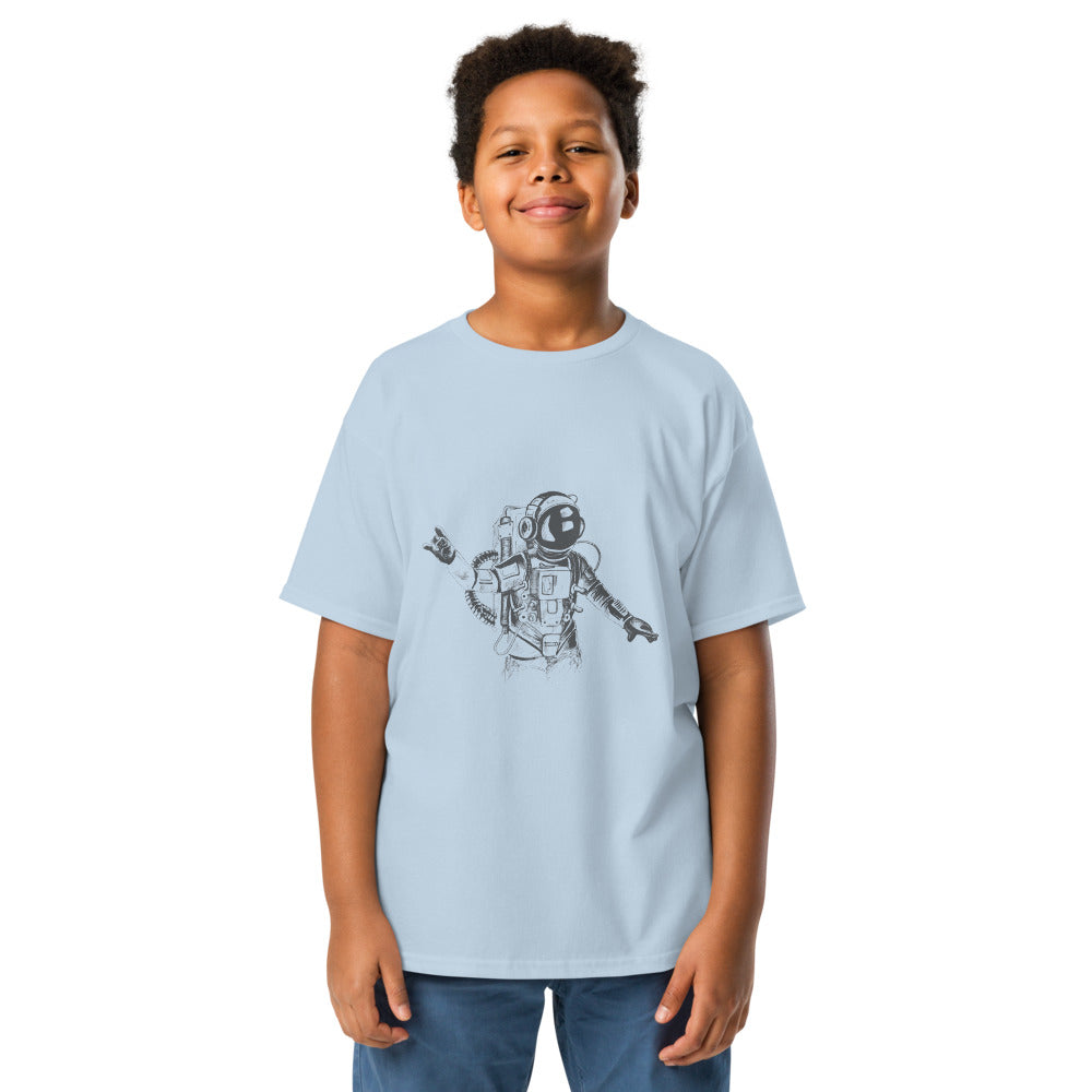Black & white space travel man | Youth Classic Tee | Gildan 5000B