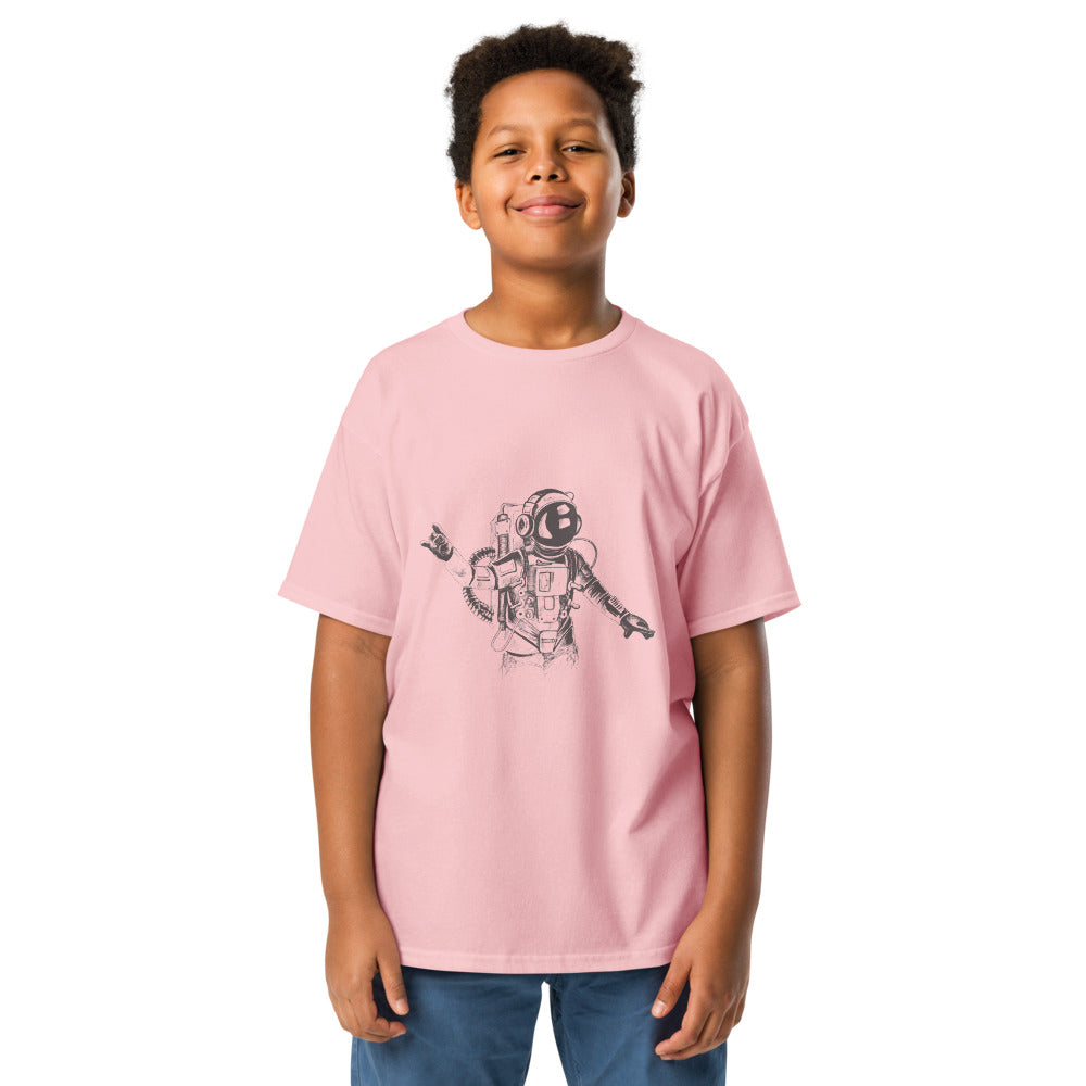 Black & white space travel man | Youth Classic Tee | Gildan 5000B
