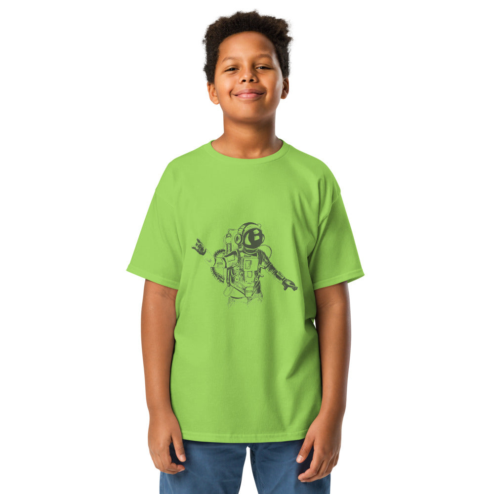 Black & white space travel man | Youth Classic Tee | Gildan 5000B