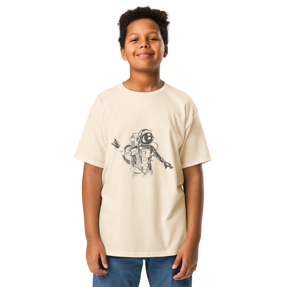 Black & white space travel man | Youth Classic Tee | Gildan 5000B