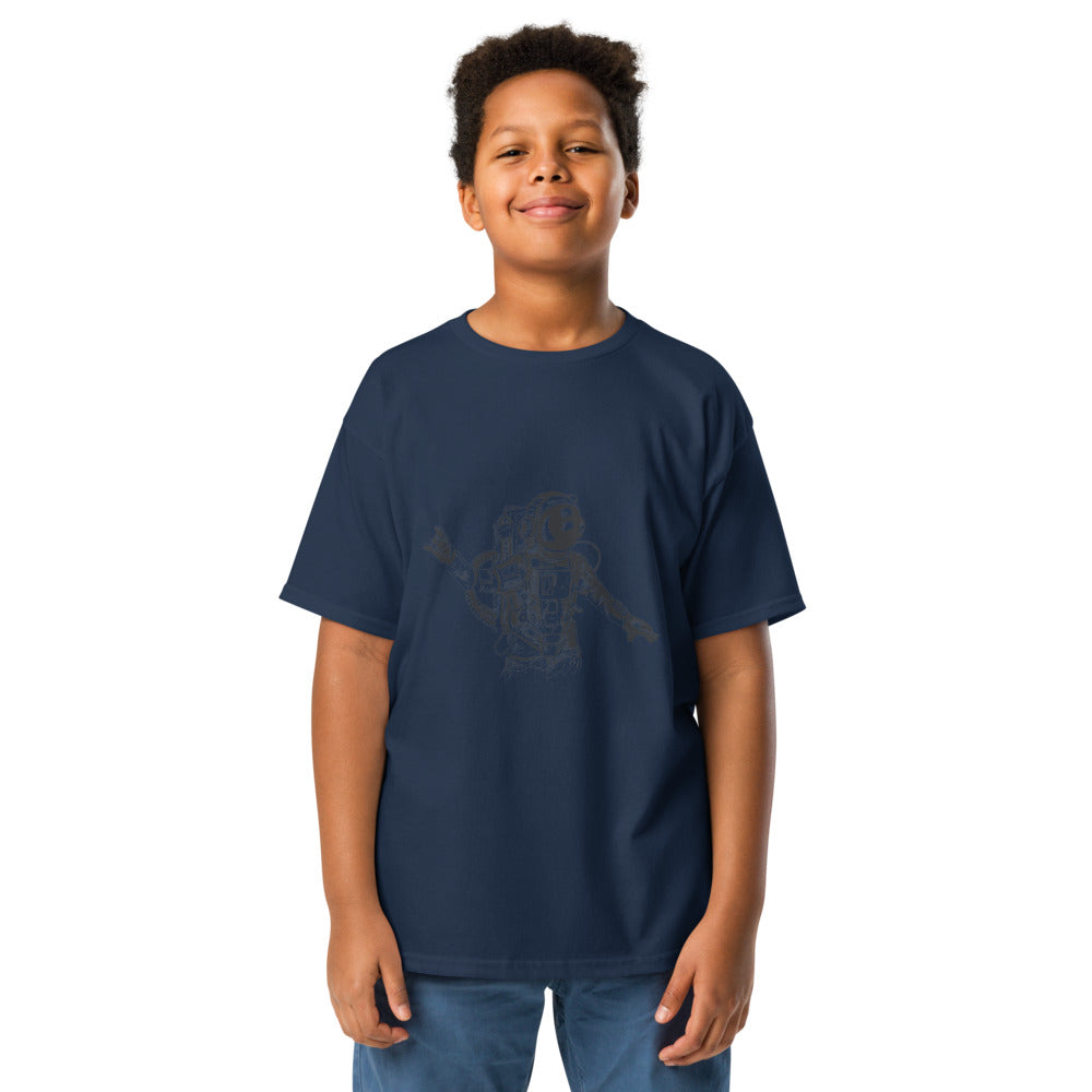 Black & white space travel man | Youth Classic Tee | Gildan 5000B