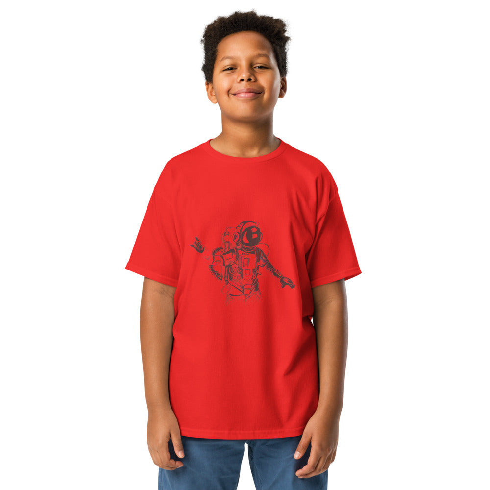 Black & white space travel man | Youth Classic Tee | Gildan 5000B
