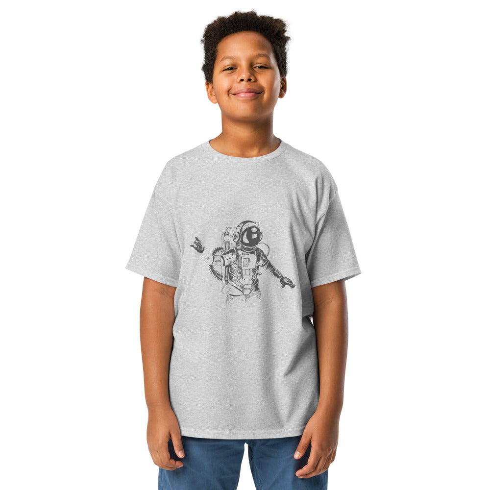 Black & white space travel man | Youth Classic Tee | Gildan 5000B
