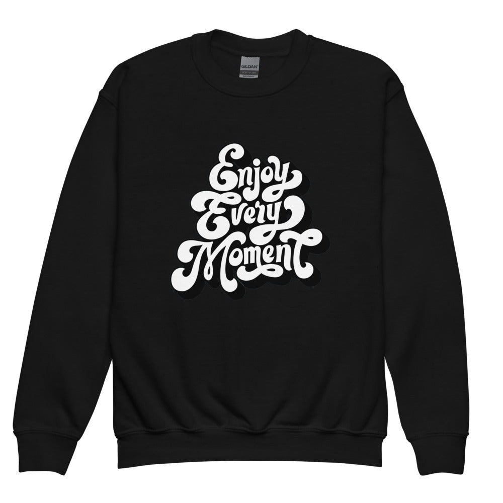 Enjoy every moments white | Youth Crew Neck Sweatshirt | Gildan 18000B