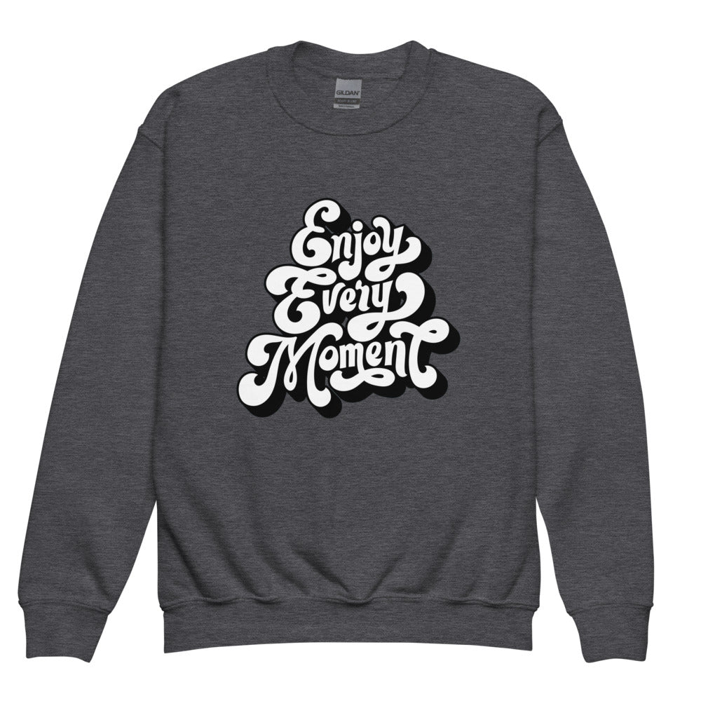 Enjoy every moments white | Youth Crew Neck Sweatshirt | Gildan 18000B