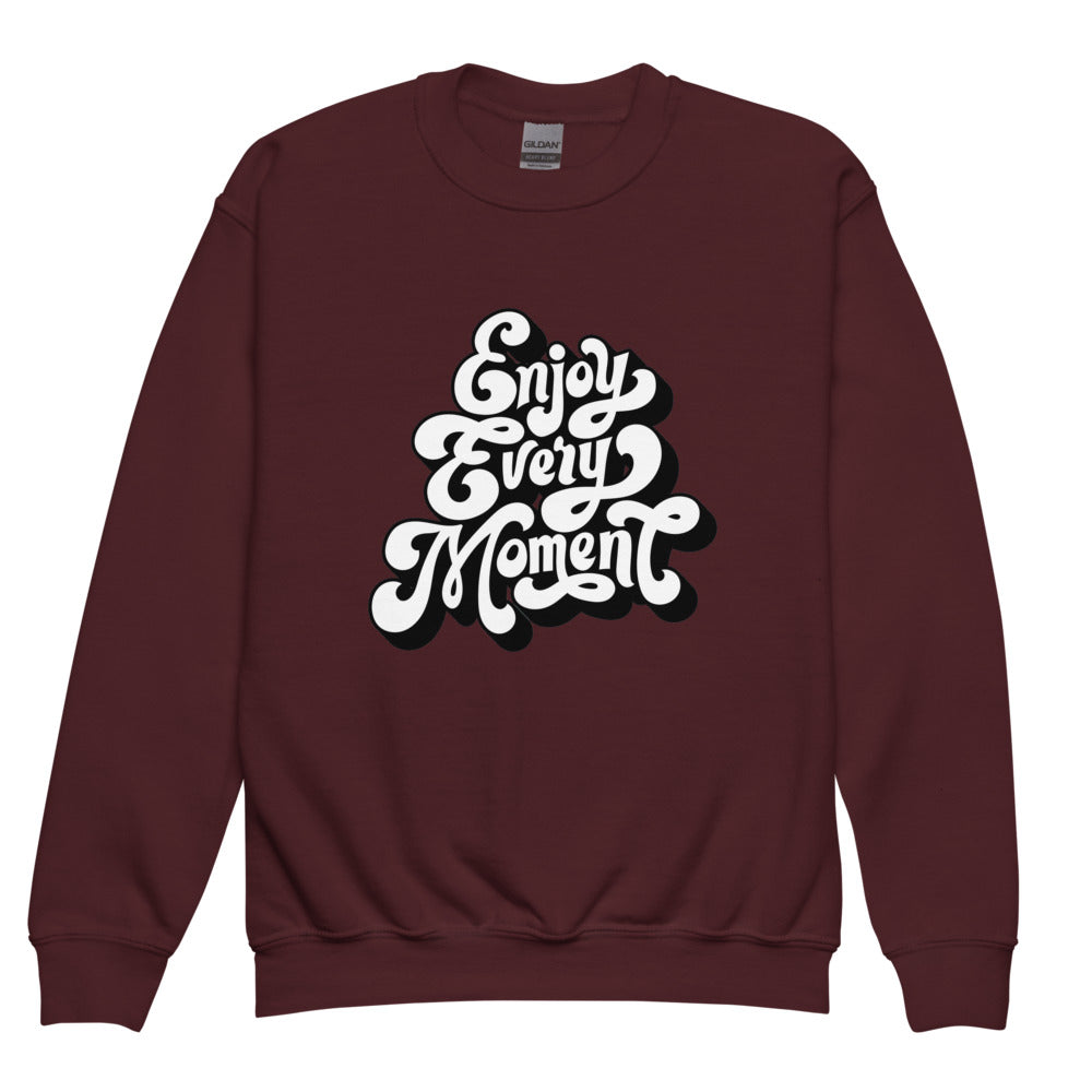 Enjoy every moments white | Youth Crew Neck Sweatshirt | Gildan 18000B