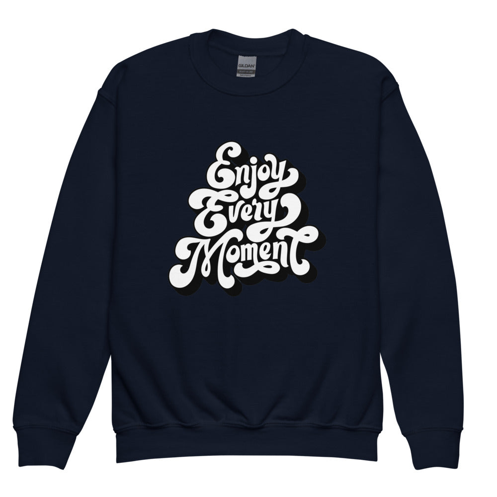 Enjoy every moments white | Youth Crew Neck Sweatshirt | Gildan 18000B