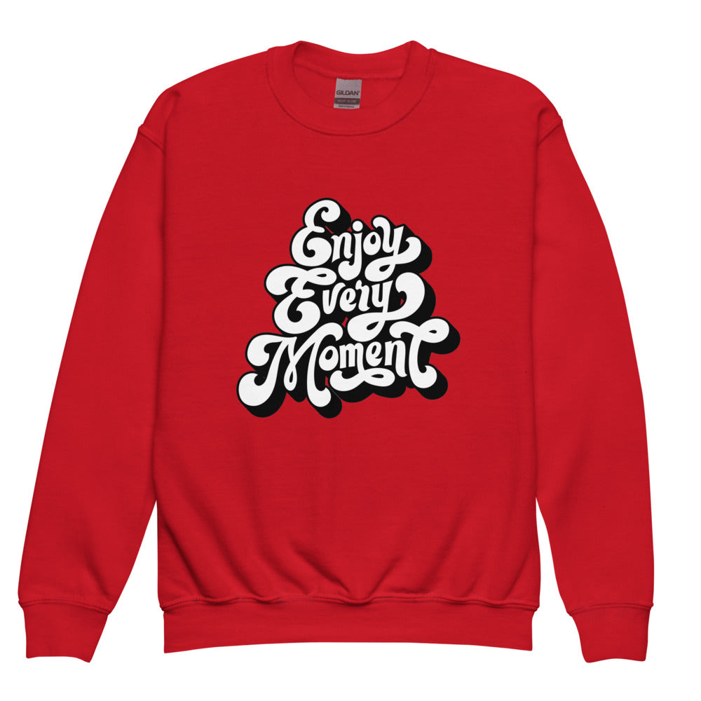 Enjoy every moments white | Youth Crew Neck Sweatshirt | Gildan 18000B