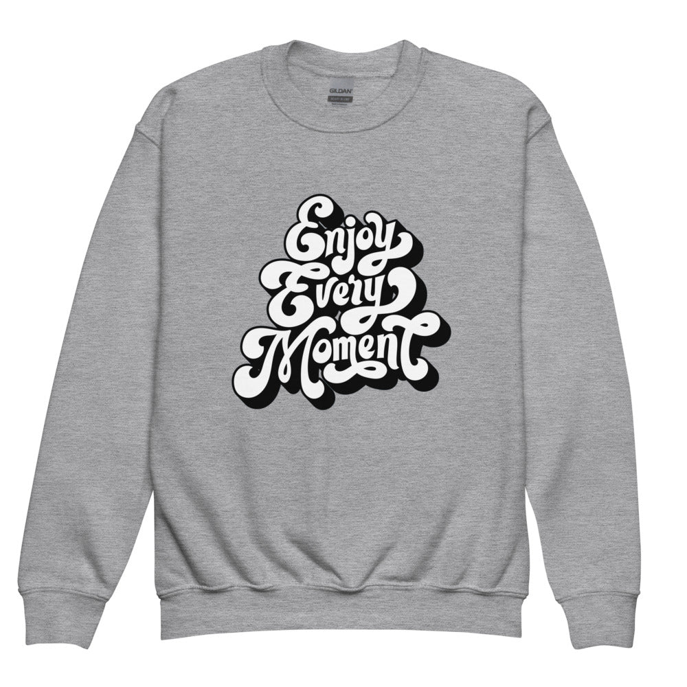 Enjoy every moments white | Youth Crew Neck Sweatshirt | Gildan 18000B