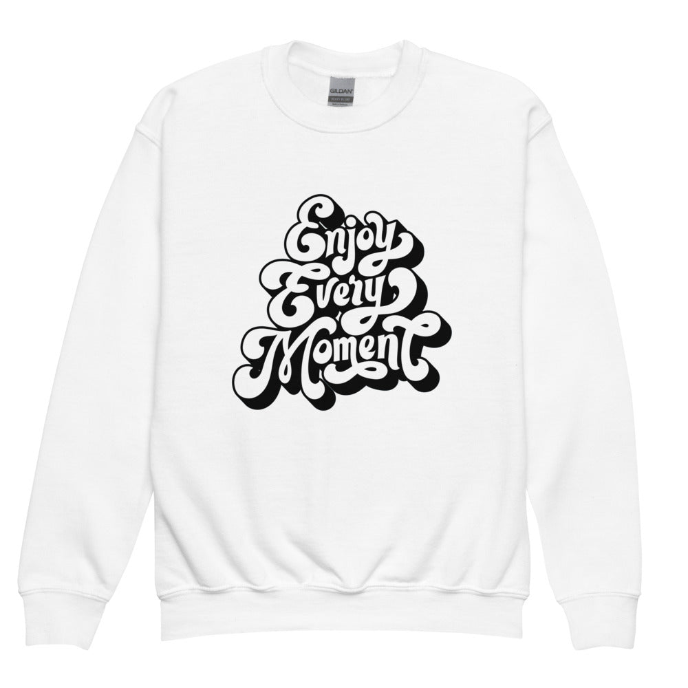 Enjoy every moments white | Youth Crew Neck Sweatshirt | Gildan 18000B