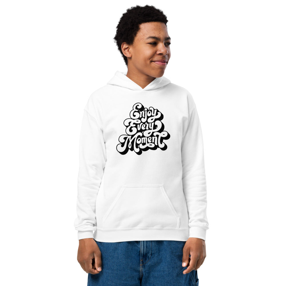 Enjoy every moments white | Youth Heavy Blend Hoodie | Gildan 18500B