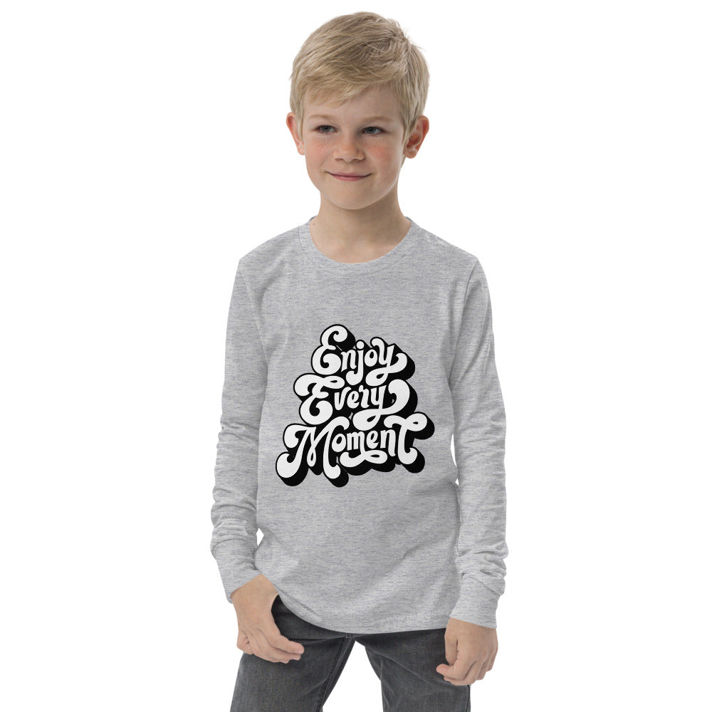 Enjoy every moments white | Youth Long Sleeve Tee | Bella + Canvas 3501Y