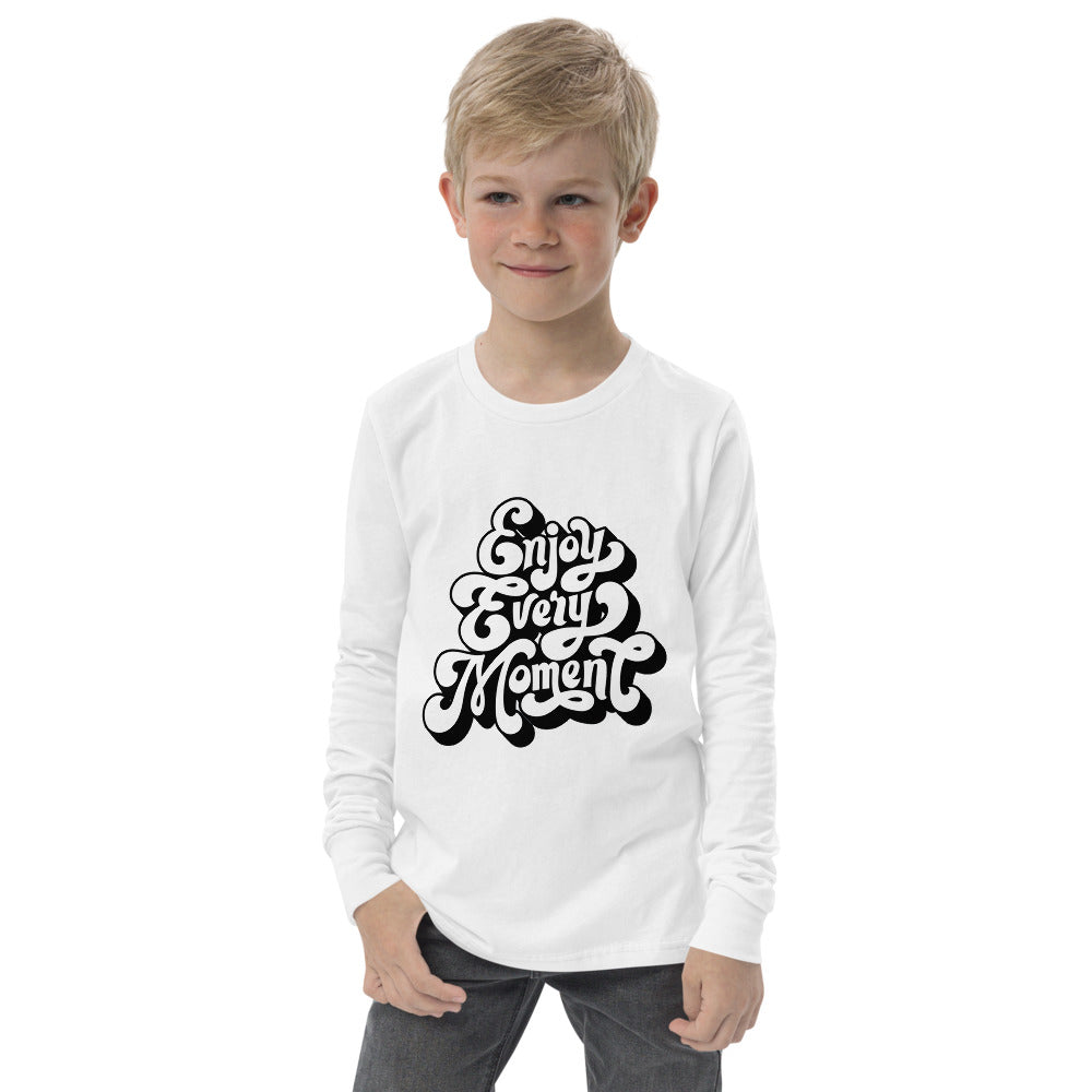 Enjoy every moments white | Youth Long Sleeve Tee | Bella + Canvas 3501Y